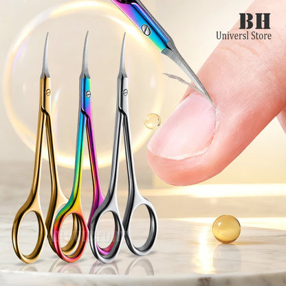 Stainless Steel Cuticle Scissors with Curved Tip for Manicure