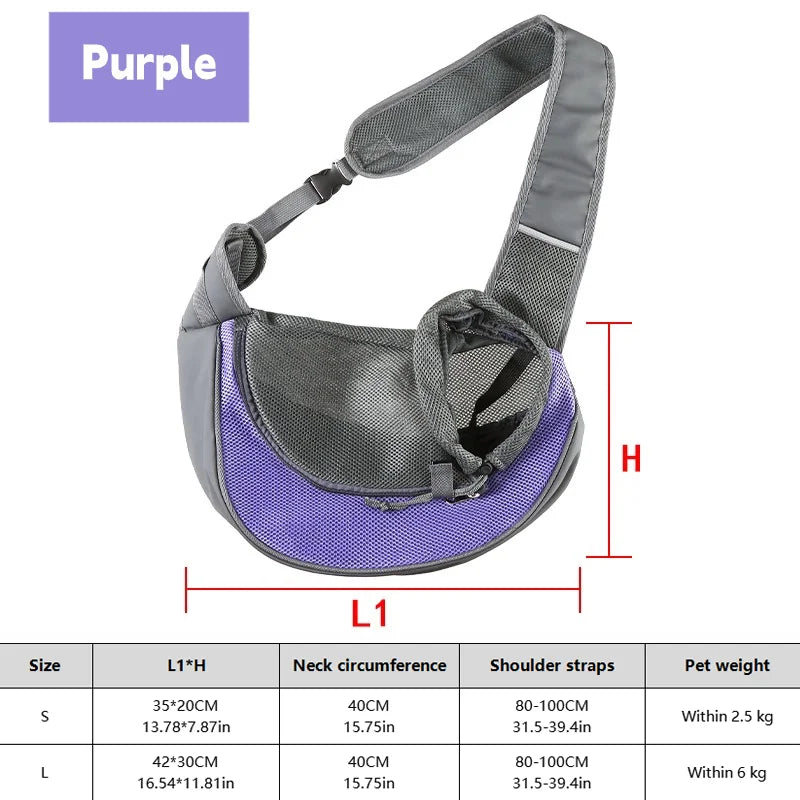 Dog Sling Carrier – Breathable Pet Travel Crossbody Backpack