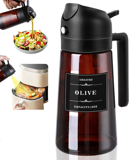 2-in-1 Olive Oil Sprayer and Dispenser Bottle for Cooking