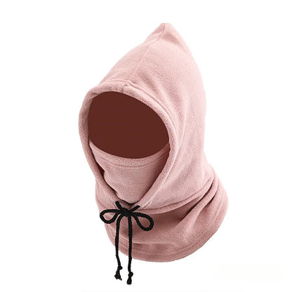 Winter Balaclava Knit Hood with Drawstring Windproof Face Cover