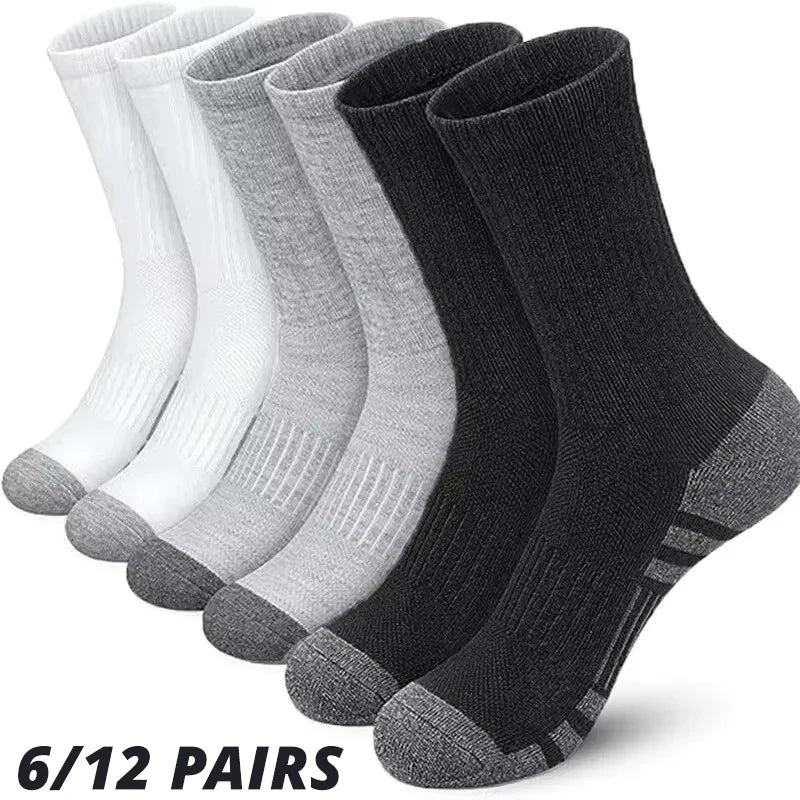Men's Gym Socks – Breathable Crew Sports Socks, 6 or 12 Pairs