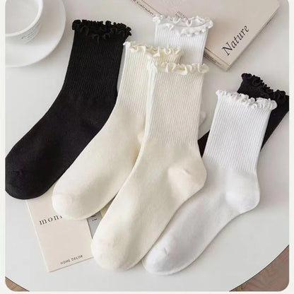 Women’s Ruffle Socks Black White
