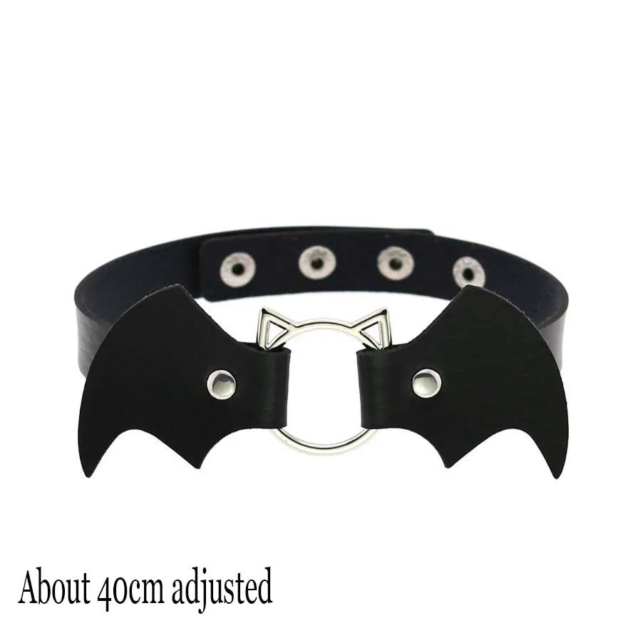 Woman Black Punk Choker Collar Necklace Sexy PU Leather Heart Lock Key Spike Chocker Gothic Cosplay Accessories Party Jewelry
