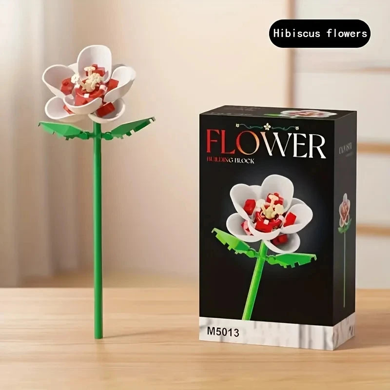 DIY Bouquet Building Blocks Single Flower Plastic Toys Small Particle Building Blocks Educational Kids Toys Home Decor Gifts