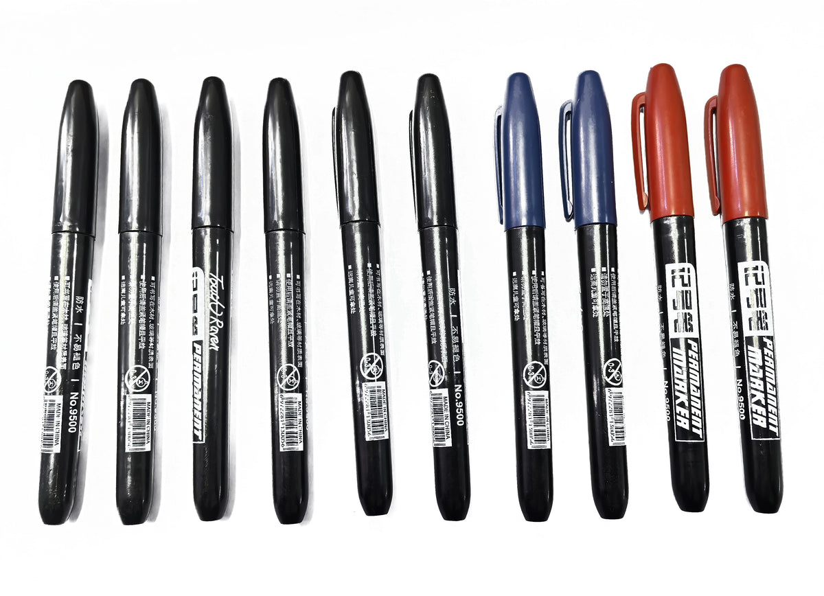 Permanent Markers 6-Piece Set with Waterproof Fine Tip Ink
