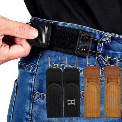 Adjustable Waistband Buckle with Elastic Strap and Metal Hooks