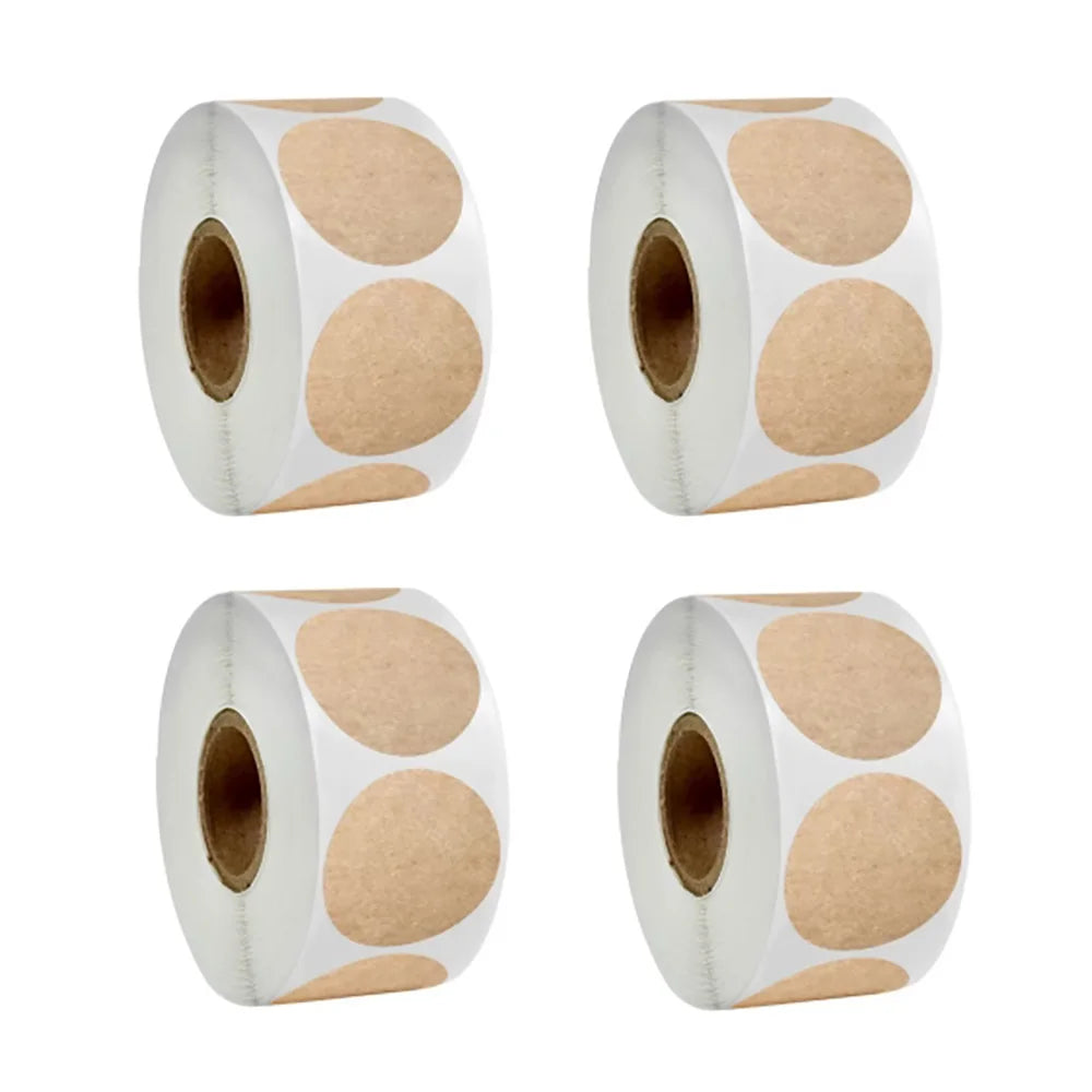 Round Kraft Paper Labels – 500 Self-Adhesive Stickers