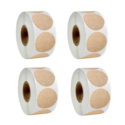 Round Kraft Paper Labels – 500 Self-Adhesive Stickers