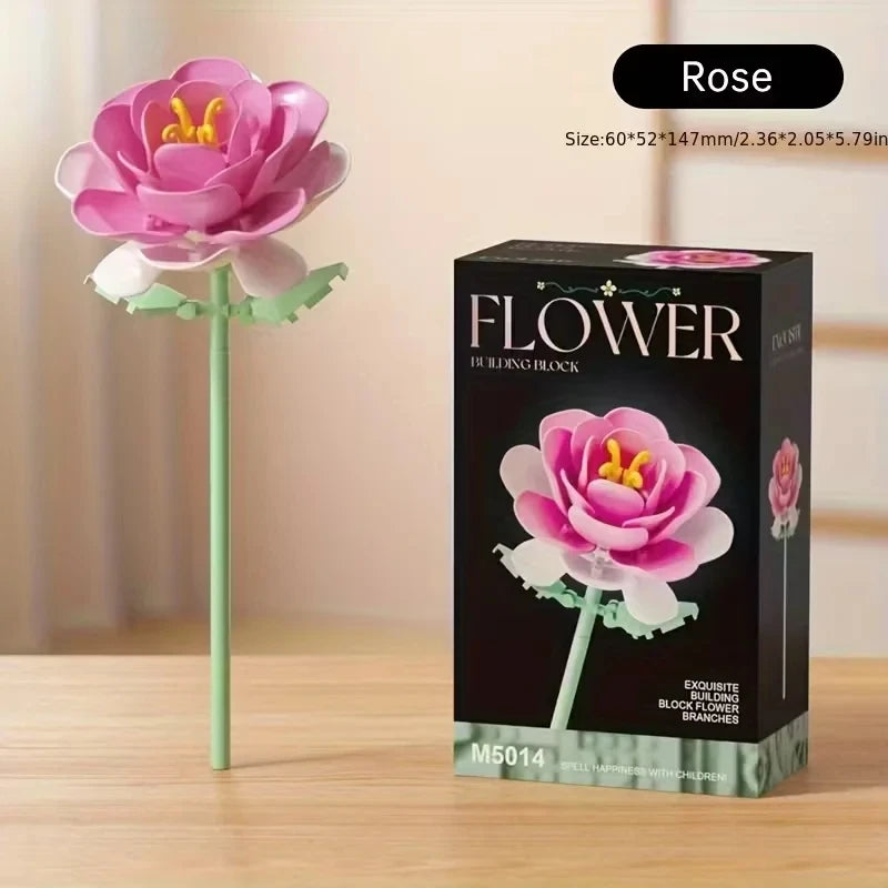 DIY Bouquet Building Blocks Single Flower Plastic Toys Small Particle Building Blocks Educational Kids Toys Home Decor Gifts
