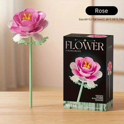 DIY Bouquet Building Blocks Single Flower Plastic Toys Small Particle Building Blocks Educational Kids Toys Home Decor Gifts