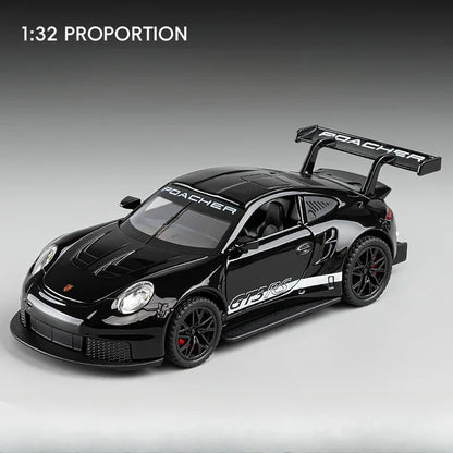 1:32 Alloy Diecast GT3 RS Toys Cars Models Wheel Pull Back 4 Doors Opened Supercar with Light Sound Sports Car Child Adult Gifts