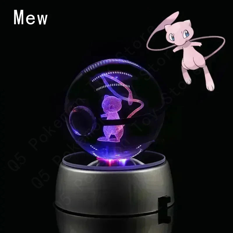 Crystal Ball Night Light with LED Base, 50mm Glass Decor