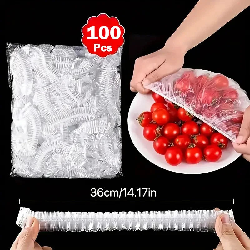Disposable Food Covers 100 Pack Elastic Plastic Bowl Covers