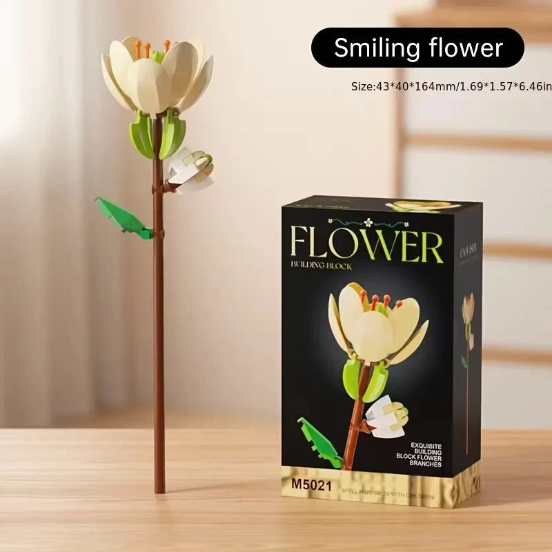 DIY Bouquet Building Blocks Single Flower Plastic Toys Small Particle Building Blocks Educational Kids Toys Home Decor Gifts