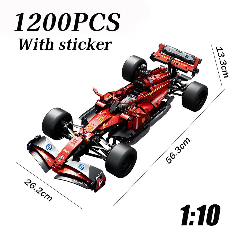 1:10 Technical Racing Vehicle Building Blocks Kit 1200PCS DIY Assembly Model Desktop Decor Gifts for Birthday Party DIY Ornament