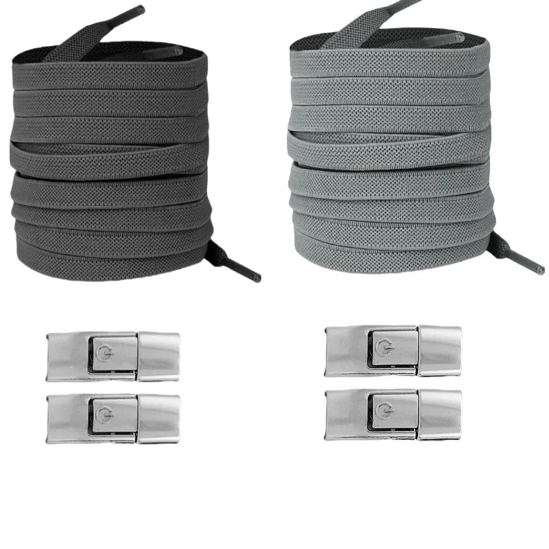 No Tie Shoe Laces with Press Lock Elastic Flat Shoelaces