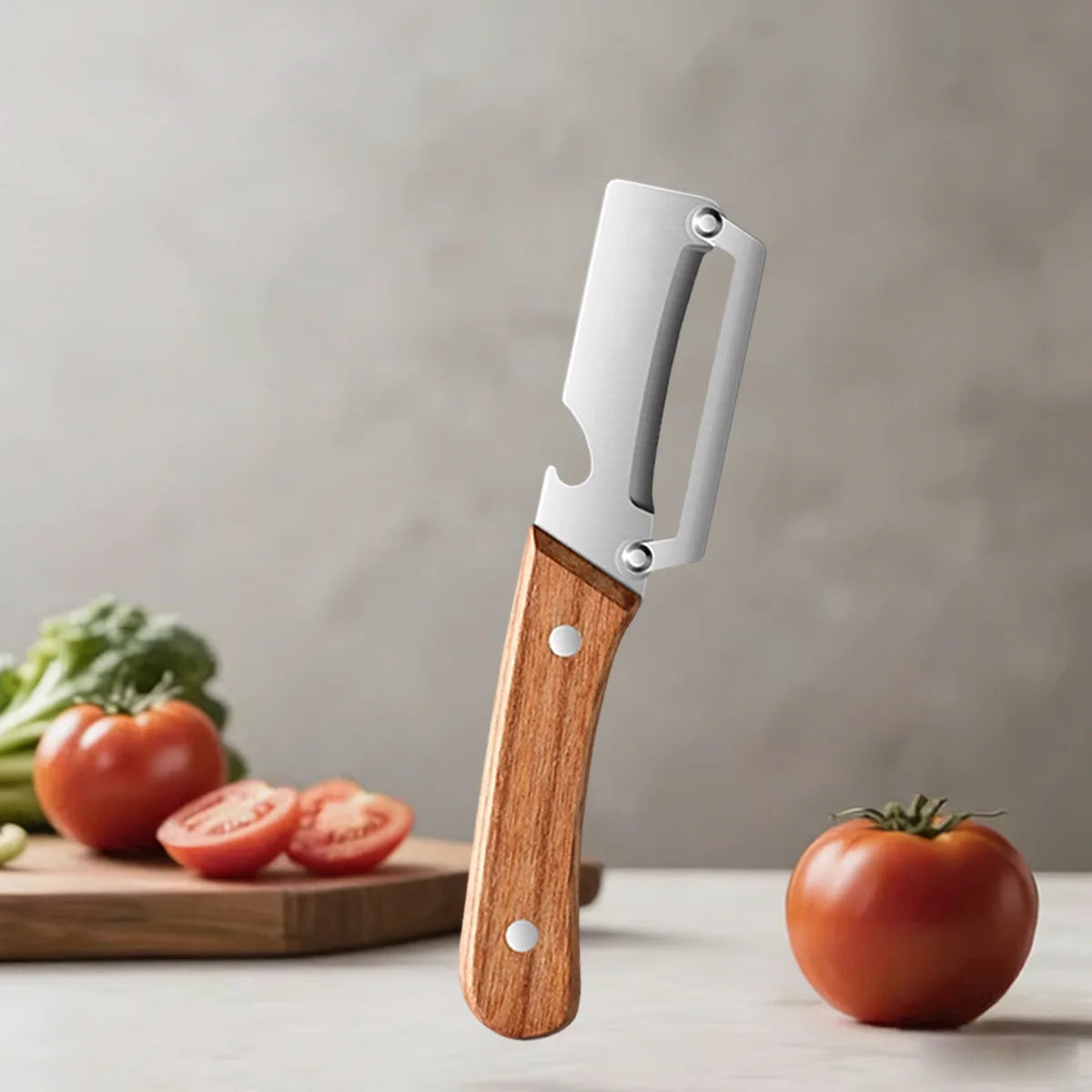Vegetable Peeler with Stainless Steel Blade and Wooden Handle