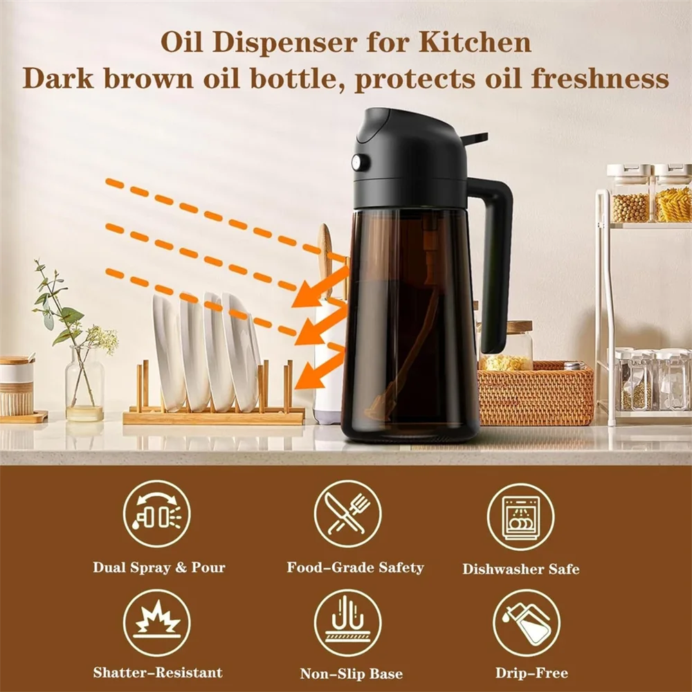 2-in-1 Olive Oil Sprayer and Dispenser Bottle for Cooking