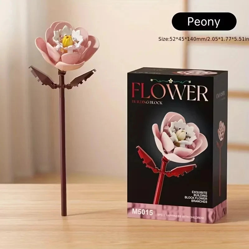 DIY Bouquet Building Blocks Single Flower Plastic Toys Small Particle Building Blocks Educational Kids Toys Home Decor Gifts