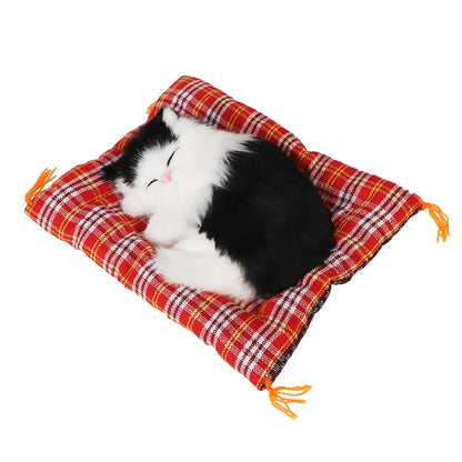 Plush Cat Car Ornament Cute Sleeping Kitten Dashboard Decoration