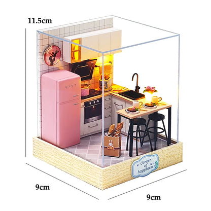 Mini Doll House DIY Small House Kit Handmade 3D Puzzle Assembly Model Building Room Bedroom Decoration Wooden Craft BirthdayGift