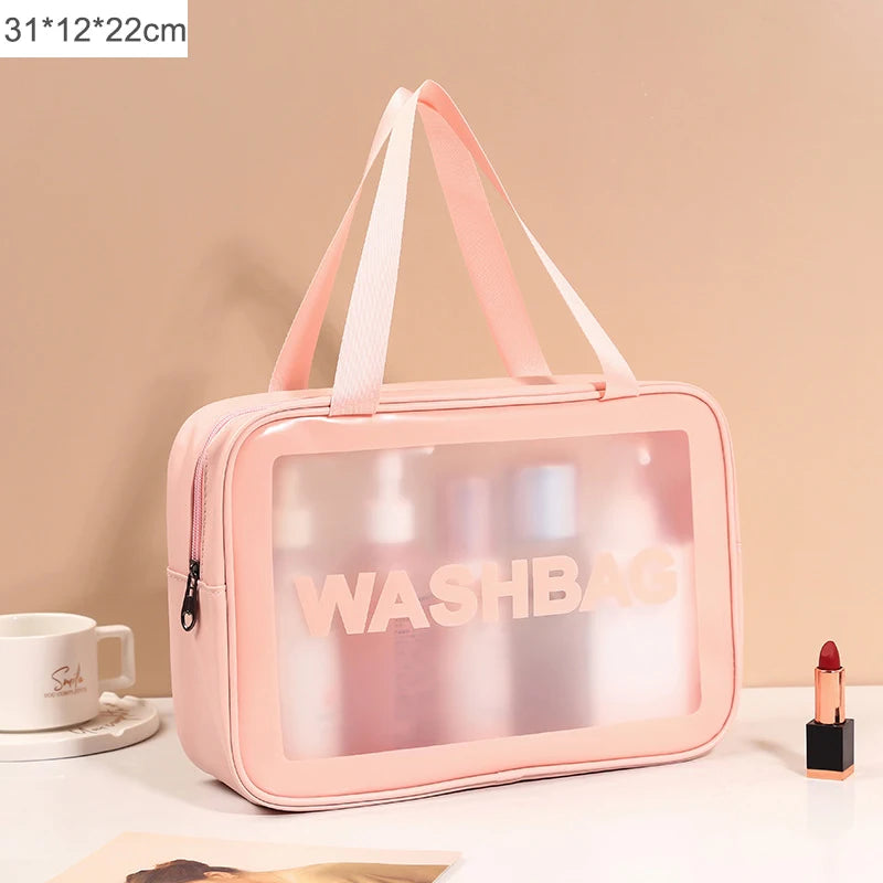 Waterproof Travel Makeup Bag with Transparent Large Capacity Design